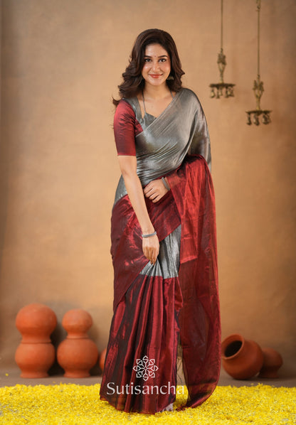 Dhiyona SS Regal Split Elegance Handloom Tissue Cotton Saree