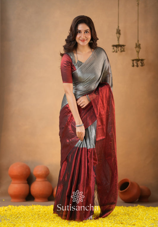 Dhiyona SS Regal Split Elegance Handloom Tissue Cotton Saree