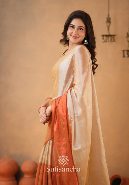 Dhiyona SS Regal Split Elegance Handloom Tissue Cotton Saree