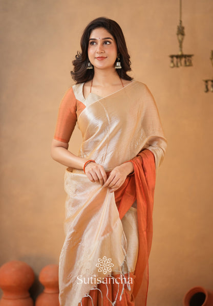 Dhiyona SS Regal Split Elegance Handloom Tissue Cotton Saree