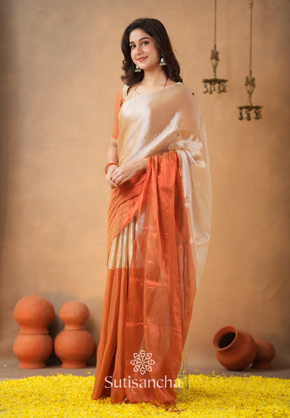 Dhiyona SS Regal Split Elegance Handloom Tissue Cotton Saree