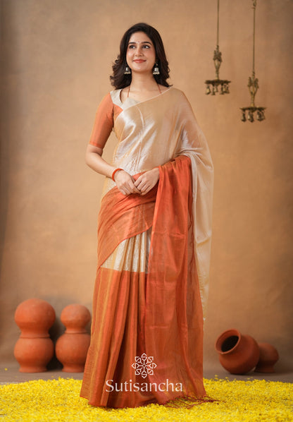 Dhiyona SS Regal Split Elegance Handloom Tissue Cotton Saree