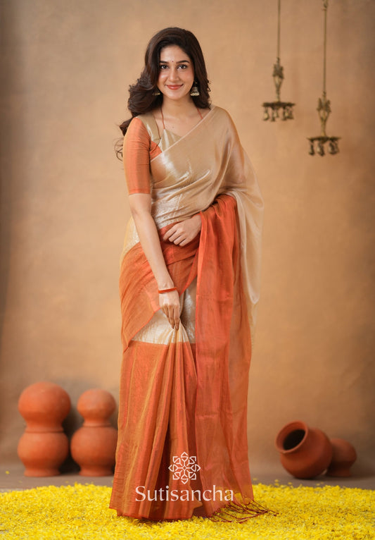 Dhiyona SS Regal Split Elegance Handloom Tissue Cotton Saree