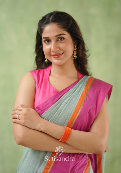 Dhiyona SS Pink Poise Pure Cotton Saree