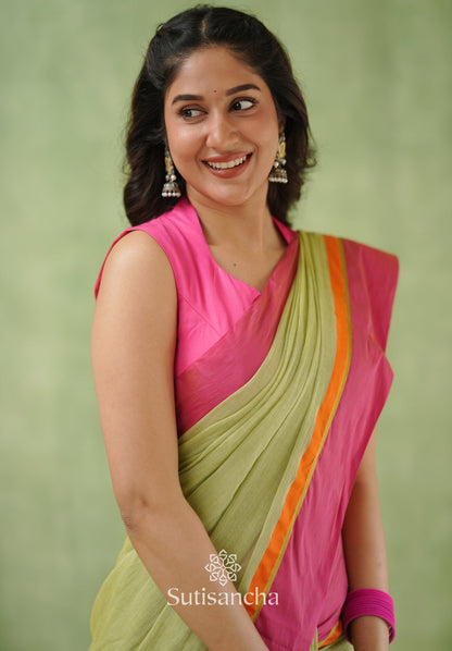 Dhiyona SS Pink Poise Pure Cotton Saree