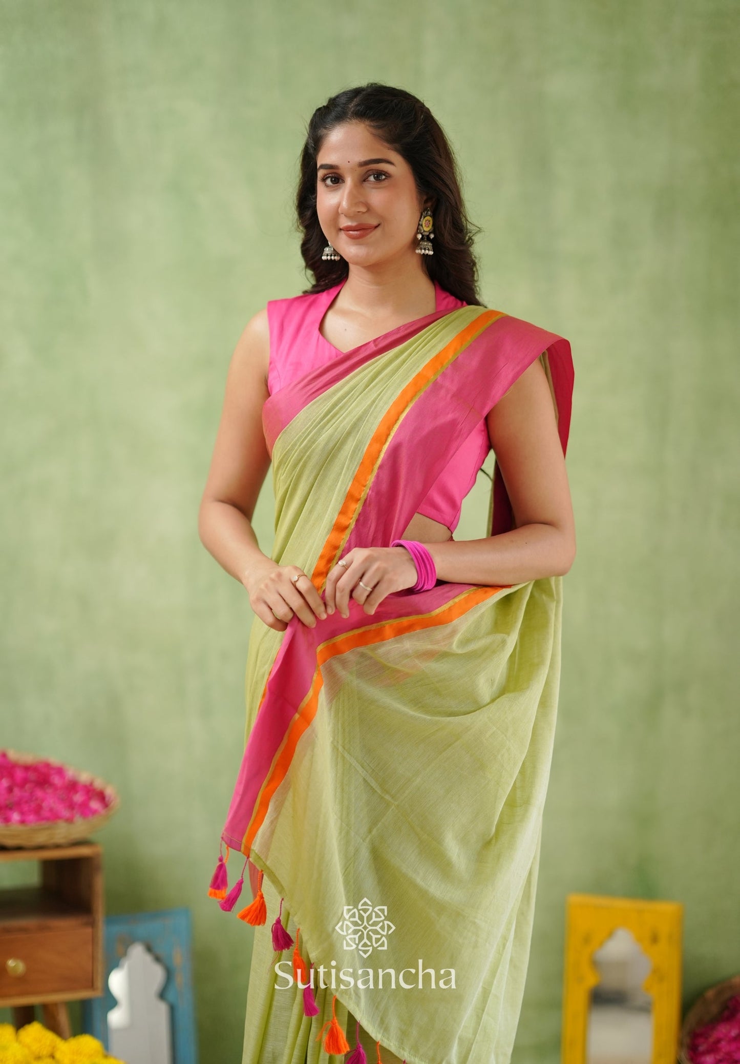 Dhiyona SS Pink Poise Pure Cotton Saree