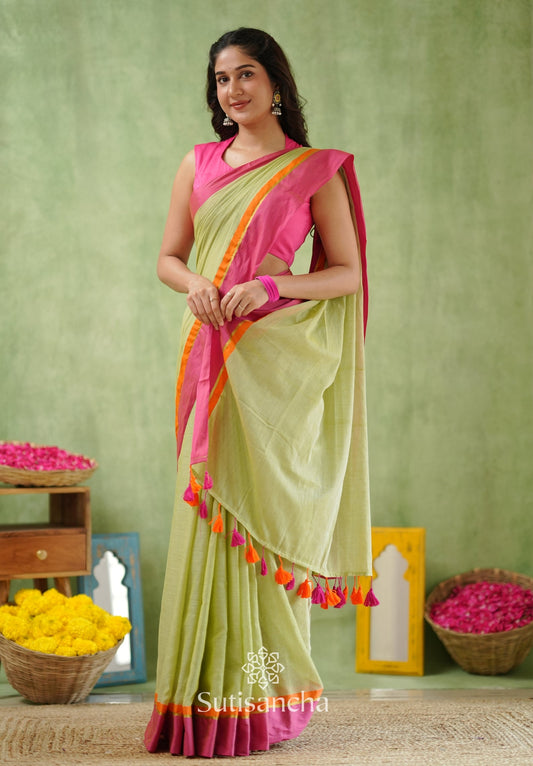 Dhiyona SS Pink Poise Pure Cotton Saree