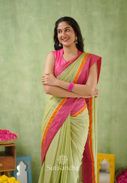 Dhiyona SS Pink Poise Pure Cotton Saree