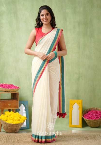 Dhiyona SS Golden Edge Classic Mul Saree