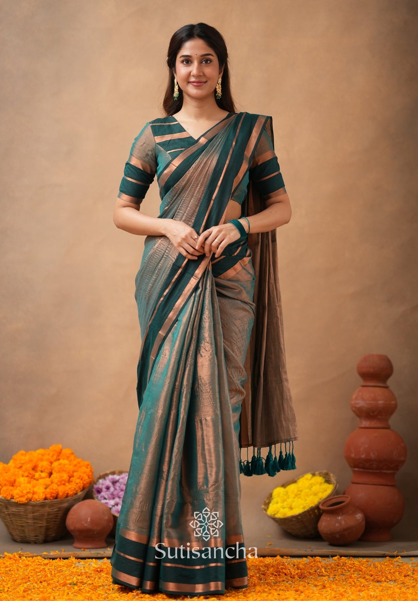 Dhiyona SS Soft Sheen Tissue Cotton Saree with Fluid Drape