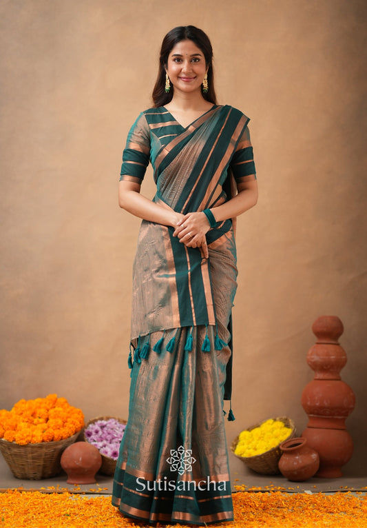 Dhiyona SS Soft Sheen Tissue Cotton Saree with Fluid Drape