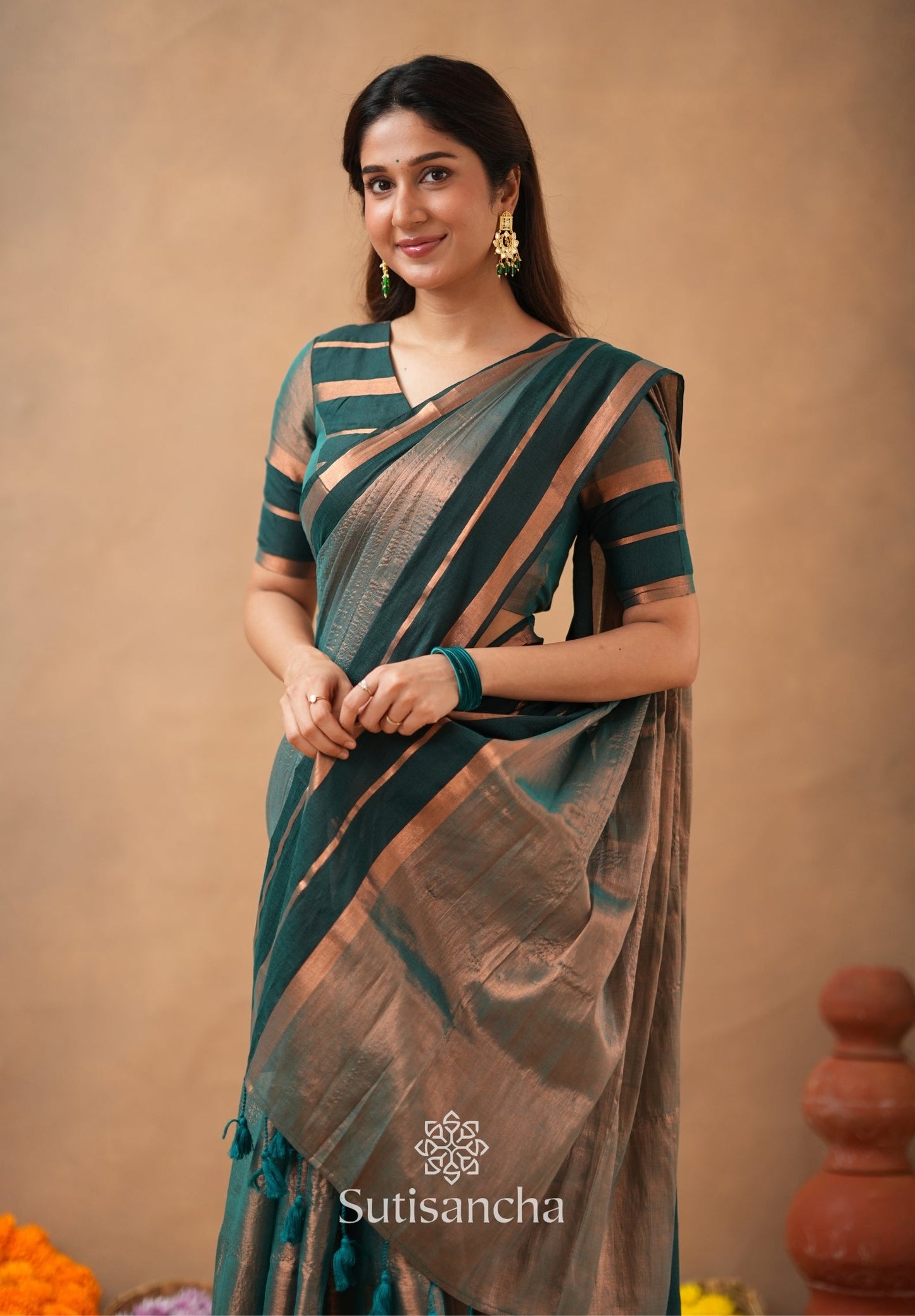 Dhiyona SS Soft Sheen Tissue Cotton Saree with Fluid Drape
