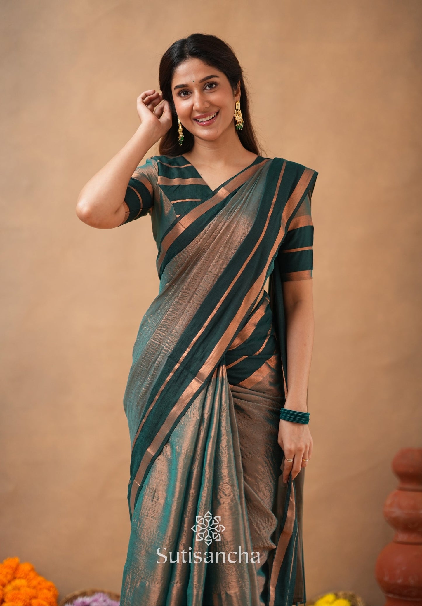 Dhiyona SS Soft Sheen Tissue Cotton Saree with Fluid Drape