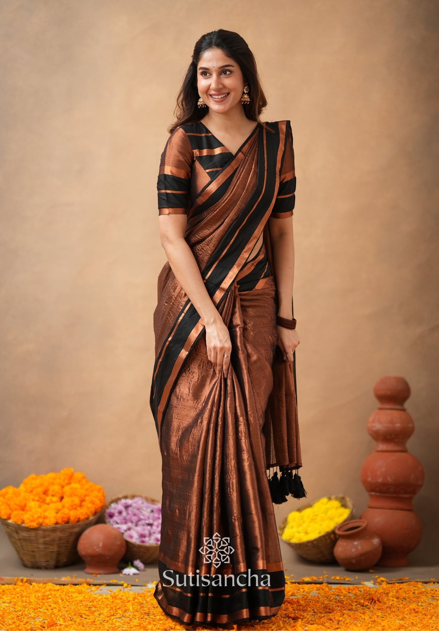 Dhiyona SS Soft Sheen Tissue Cotton Saree with Fluid Drape