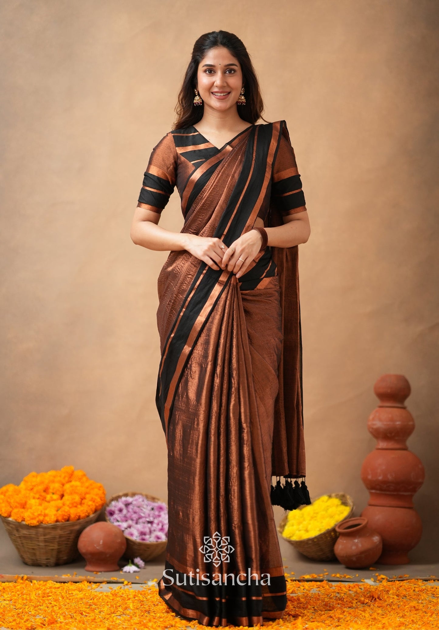 Dhiyona SS Soft Sheen Tissue Cotton Saree with Fluid Drape