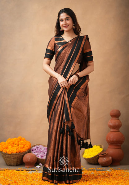 Dhiyona SS Soft Sheen Tissue Cotton Saree with Fluid Drape