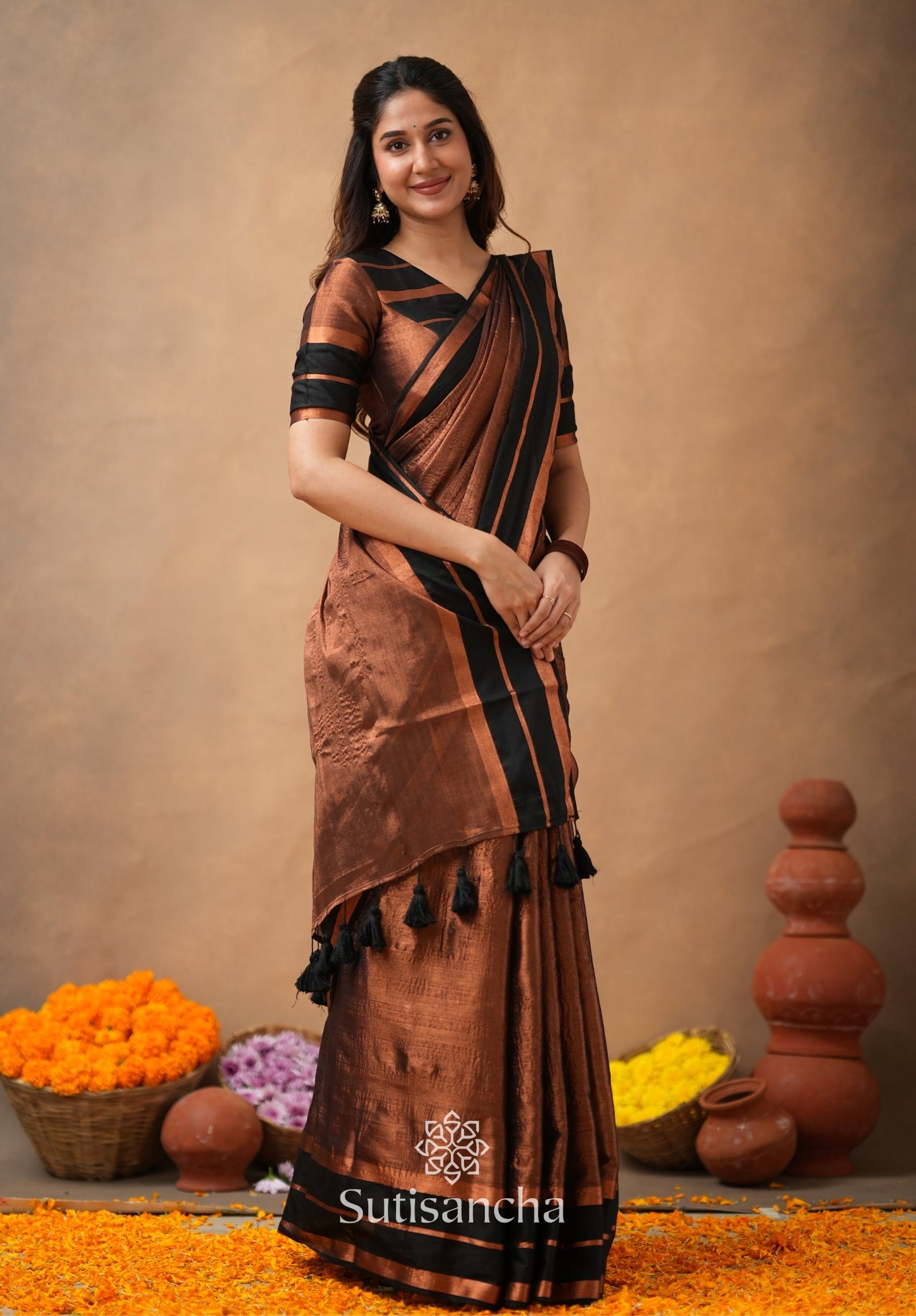 Dhiyona SS Soft Sheen Tissue Cotton Saree with Fluid Drape