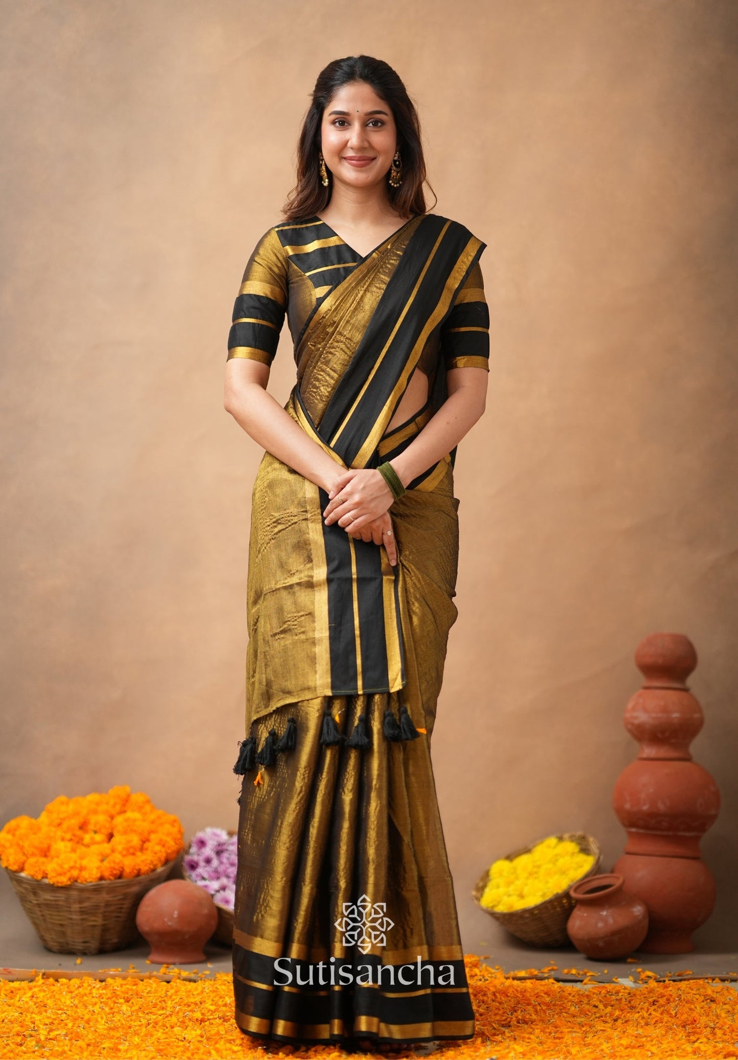 Dhiyona SS Soft Sheen Tissue Cotton Saree with Fluid Drape
