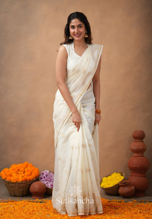 Dhiyona SS Pure Mul Cotton Saree with Subtle Woven Design