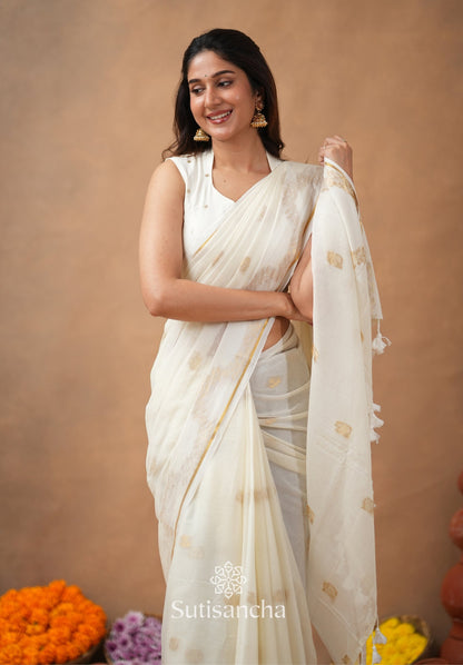 Dhiyona SS Pure Mul Cotton Saree with Subtle Woven Design