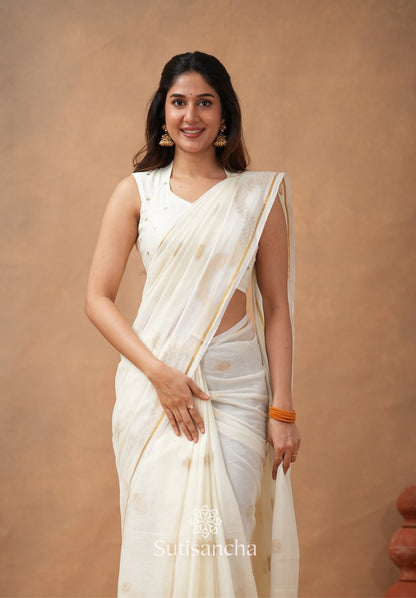 Dhiyona SS Pure Mul Cotton Saree with Subtle Woven Design