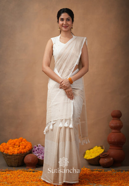 Dhiyona SS Pure Mul Cotton Saree with Subtle Woven Design