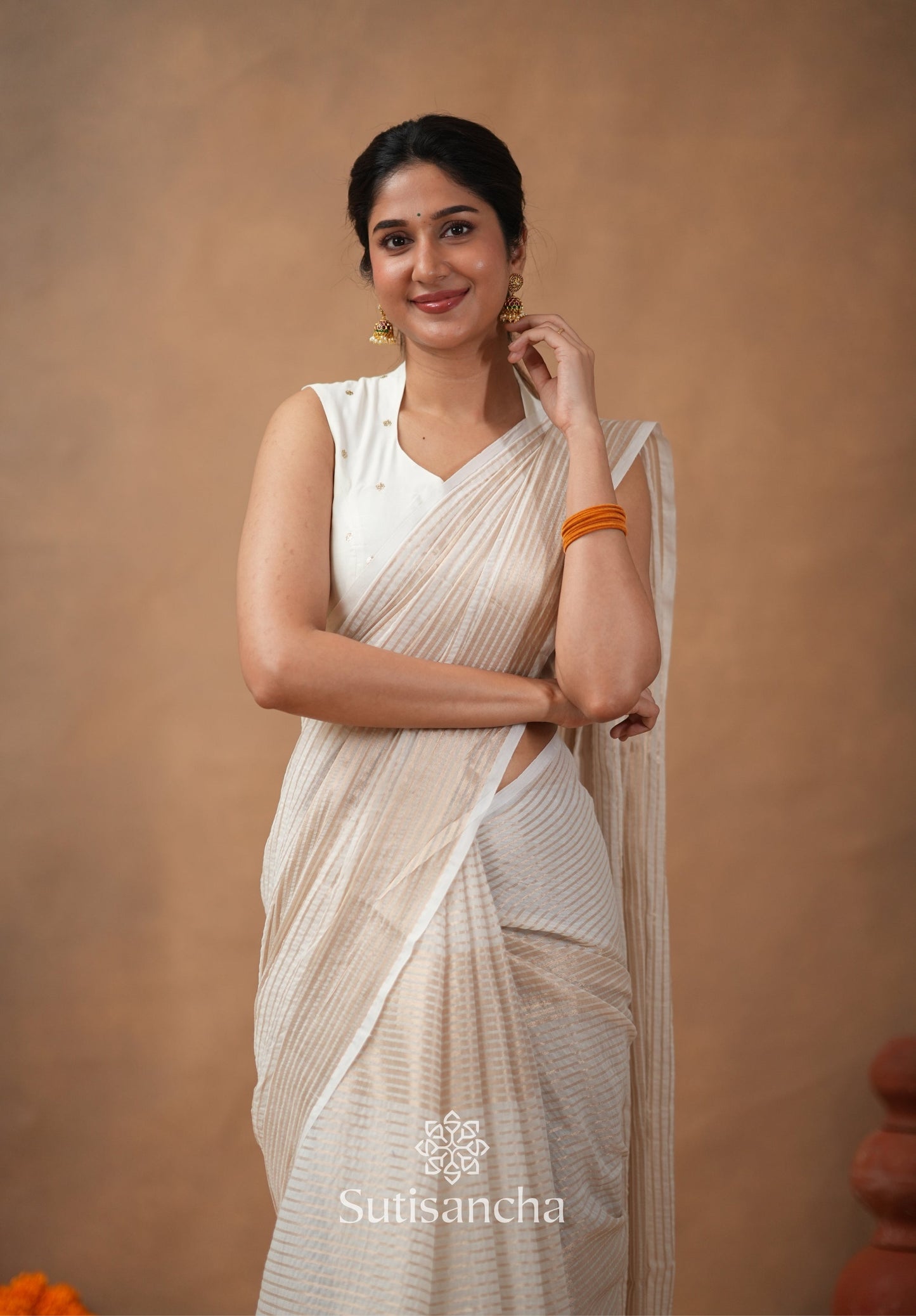 Dhiyona SS Pure Mul Cotton Saree with Subtle Woven Design