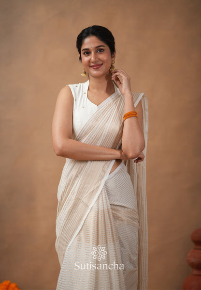 Dhiyona SS Pure Mul Cotton Saree with Subtle Woven Design