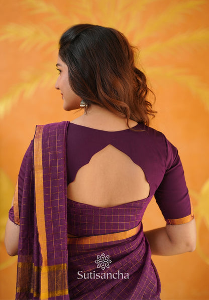 Dhiyona SS Golden Grid Classic Mul Cotton Saree