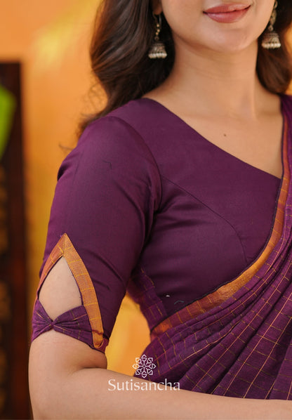 Dhiyona SS Golden Grid Classic Mul Cotton Saree