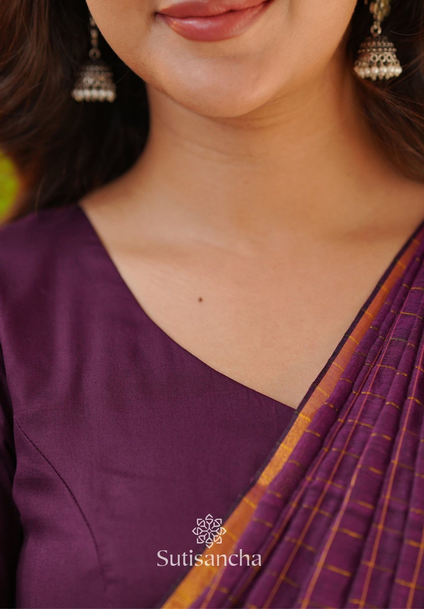 Dhiyona SS Golden Grid Classic Mul Cotton Saree