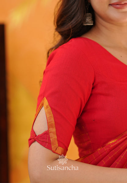 Dhiyona SS Golden Grid Classic Mul Cotton Saree