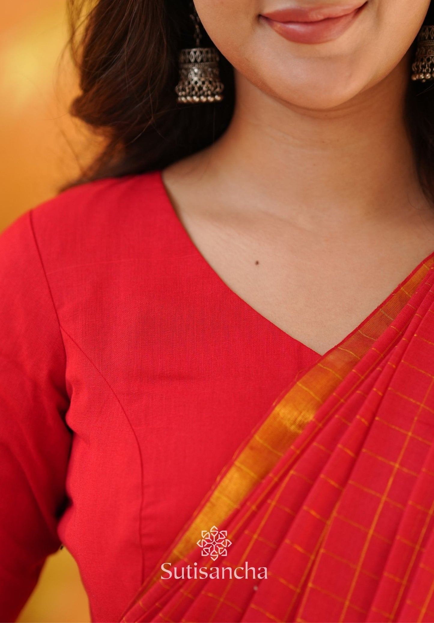 Dhiyona SS Golden Grid Classic Mul Cotton Saree