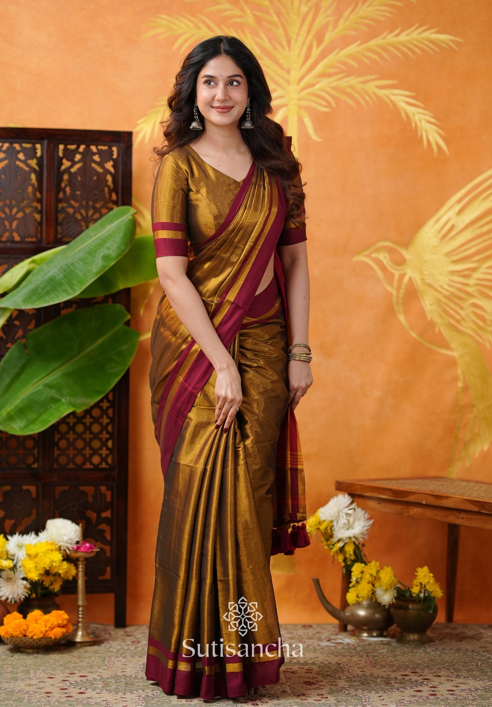 Dhiyona SS Soft Sheen Tissue Cotton Saree with Fluid Drape