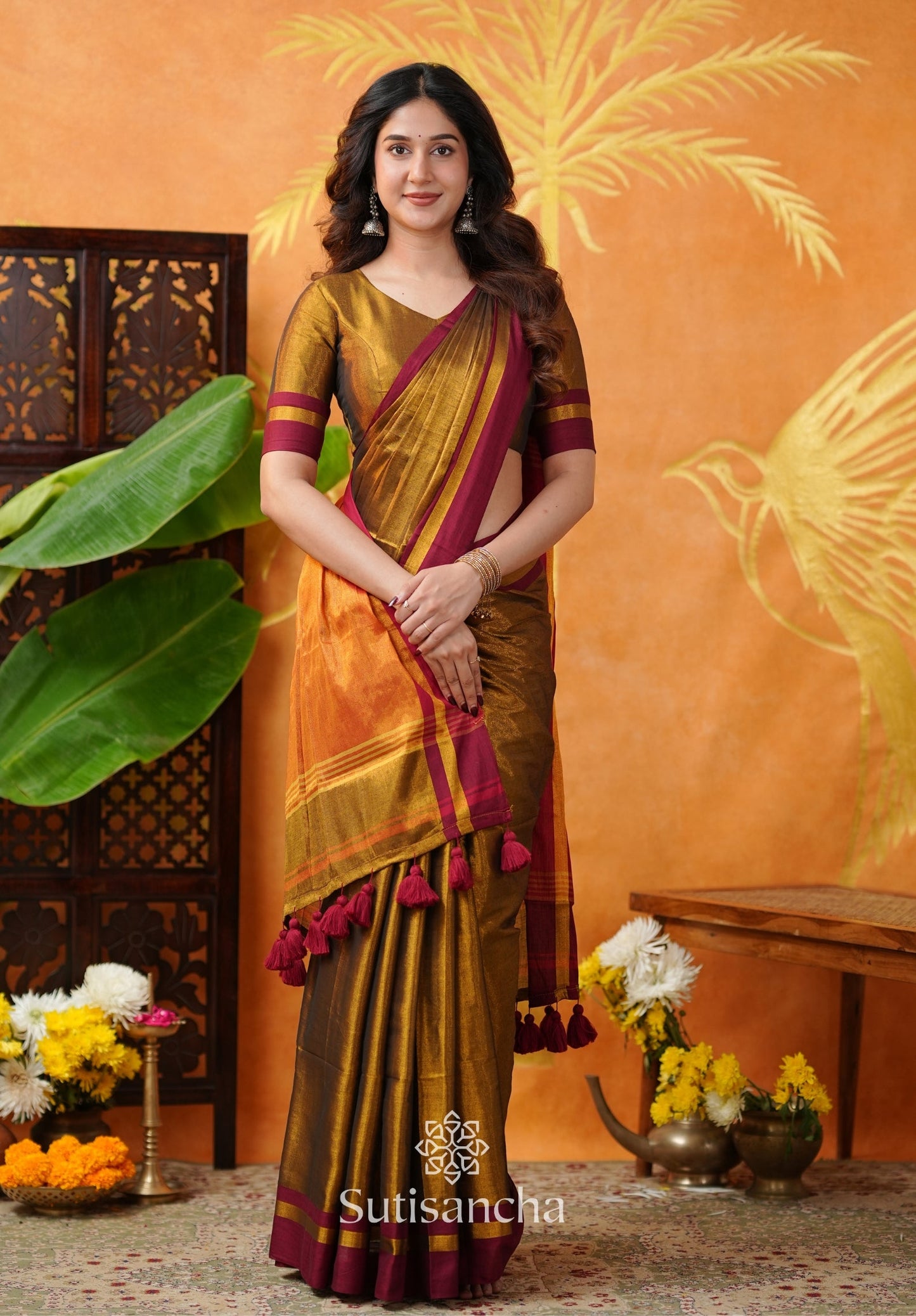 Dhiyona SS Soft Sheen Tissue Cotton Saree with Fluid Drape