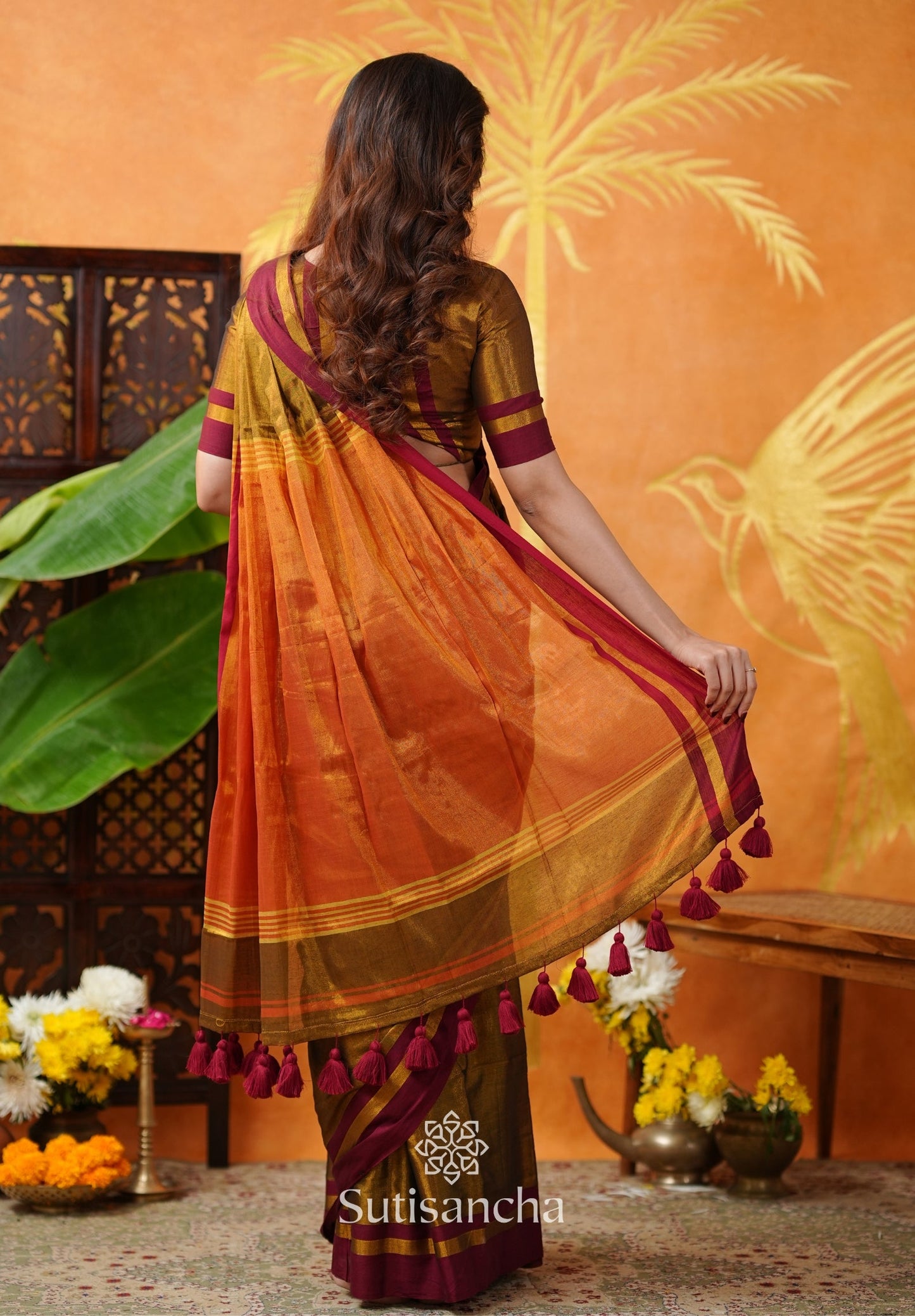 Dhiyona SS Soft Sheen Tissue Cotton Saree with Fluid Drape