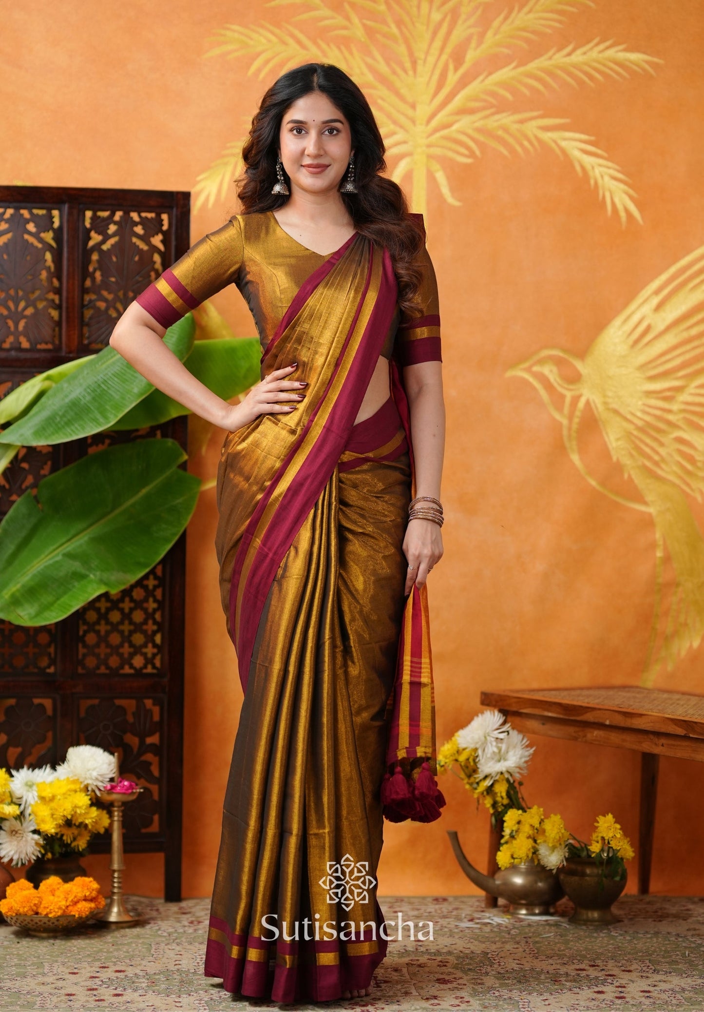 Dhiyona SS Soft Sheen Tissue Cotton Saree with Fluid Drape