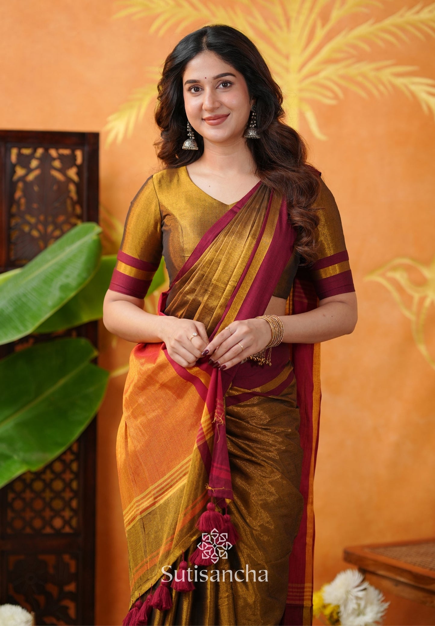 Dhiyona SS Soft Sheen Tissue Cotton Saree with Fluid Drape
