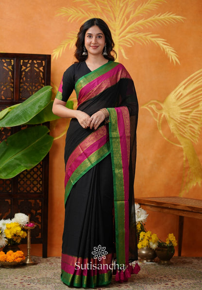 Dhiyona SS Classic Noir Mul Cotton Saree