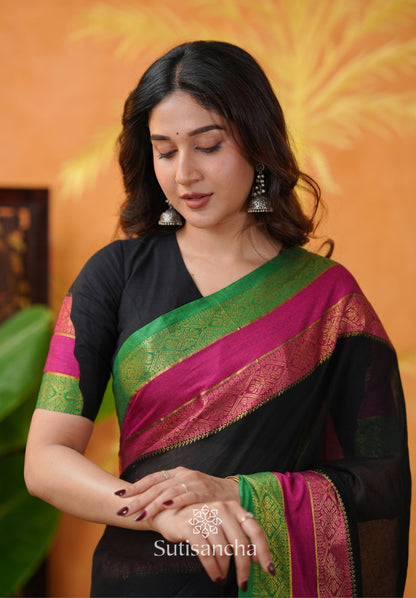 Dhiyona SS Classic Noir Mul Cotton Saree