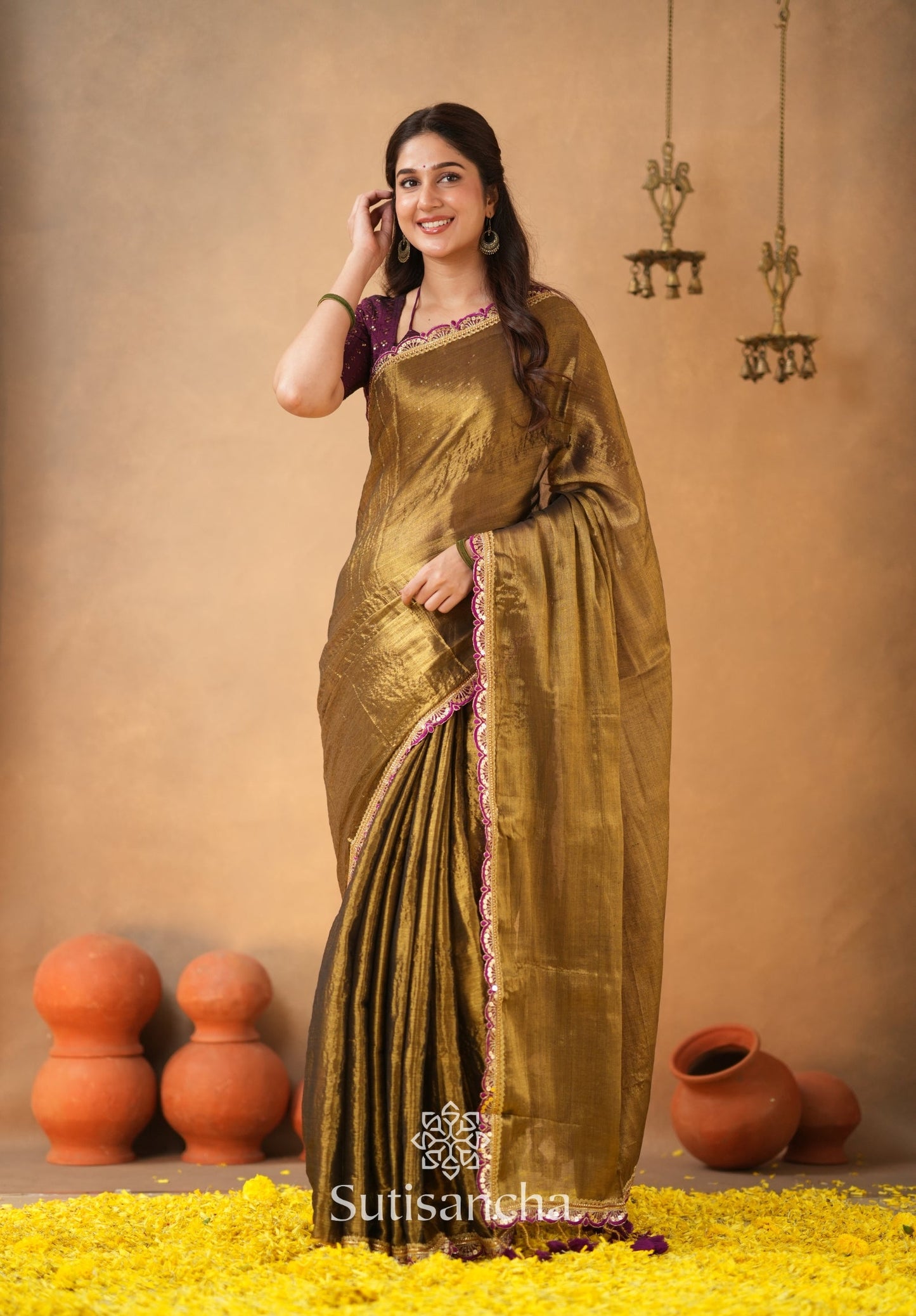 Dhiyona SS The Luxe Gleam Tissue Cotton Saree