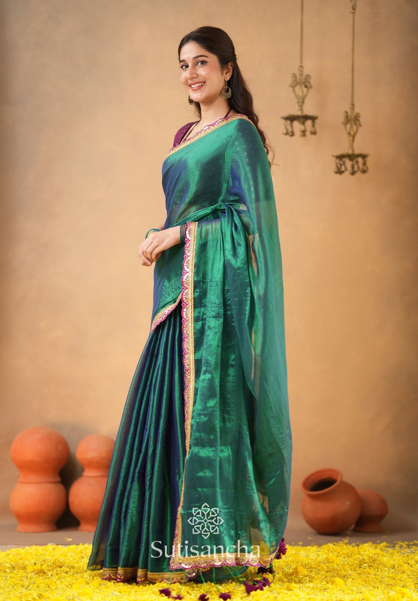 Dhiyona SS The Luxe Gleam Tissue Cotton Saree