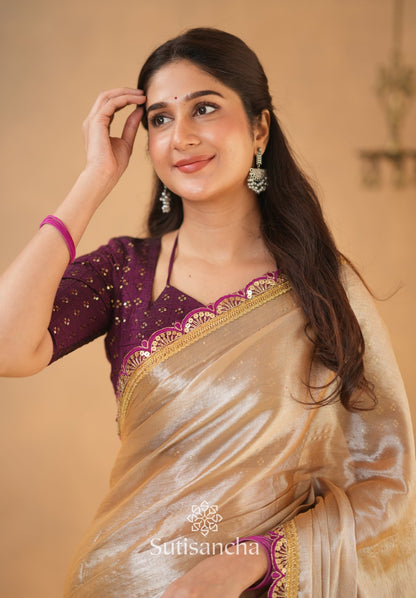 Dhiyona SS The Luxe Gleam Tissue Cotton Saree