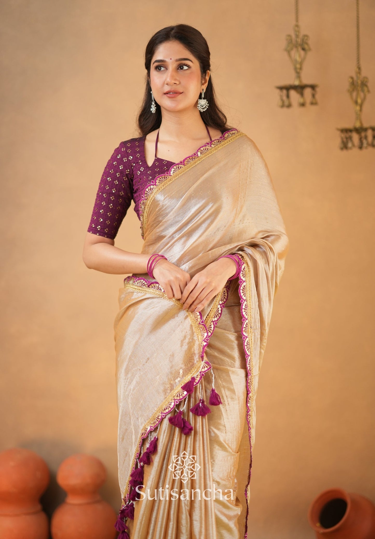 Dhiyona SS The Luxe Gleam Tissue Cotton Saree