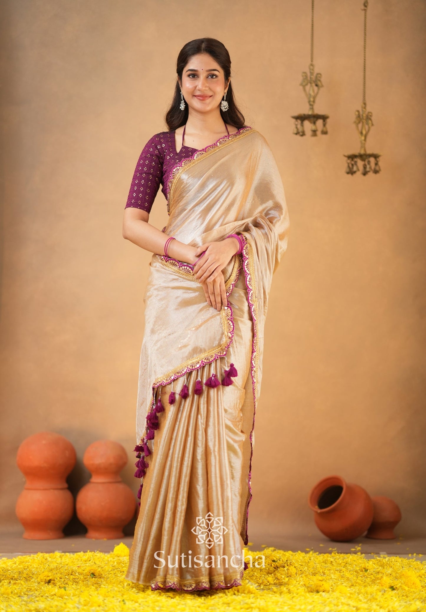 Dhiyona SS The Luxe Gleam Tissue Cotton Saree