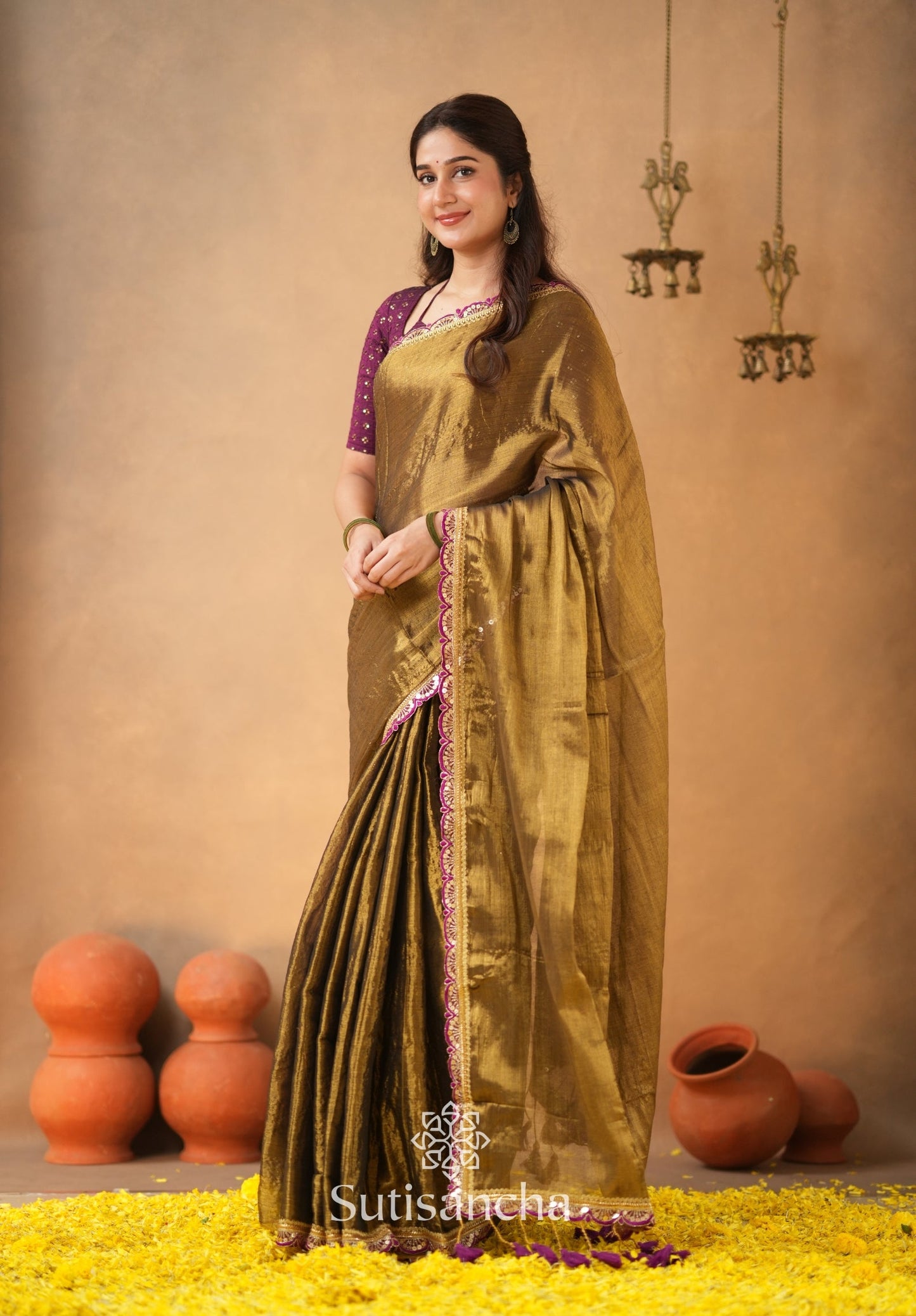 Dhiyona SS The Luxe Gleam Tissue Cotton Saree
