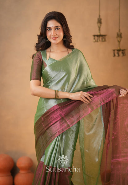 Dhiyona SS Regal Split Elegance Handloom Tissue Cotton Saree