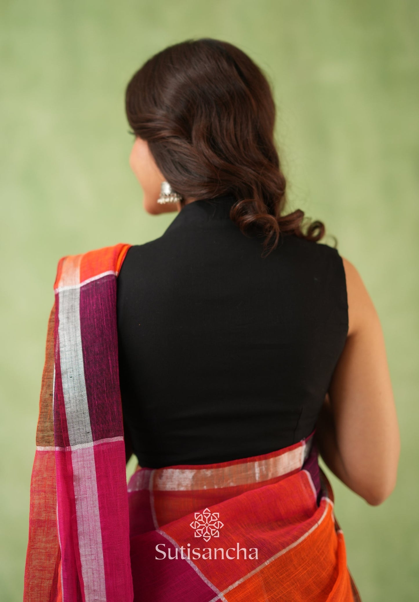 Dhiyona SS Color Block Linen Cotton Saree – Modern Classic
