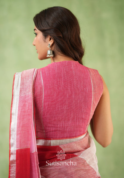Dhiyona SS Color Block Linen Cotton Saree – Modern Classic