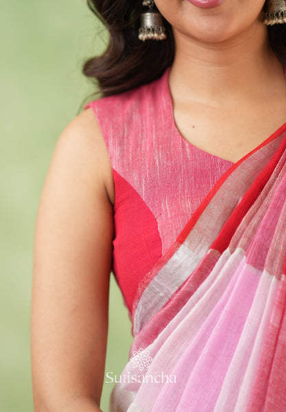 Dhiyona SS Color Block Linen Cotton Saree – Modern Classic